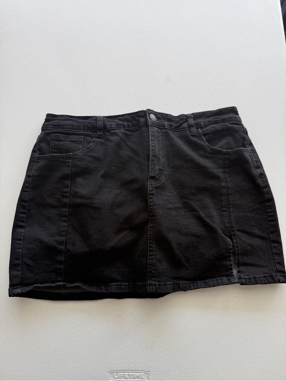Classic Black Denim Mini Skirt - Women
